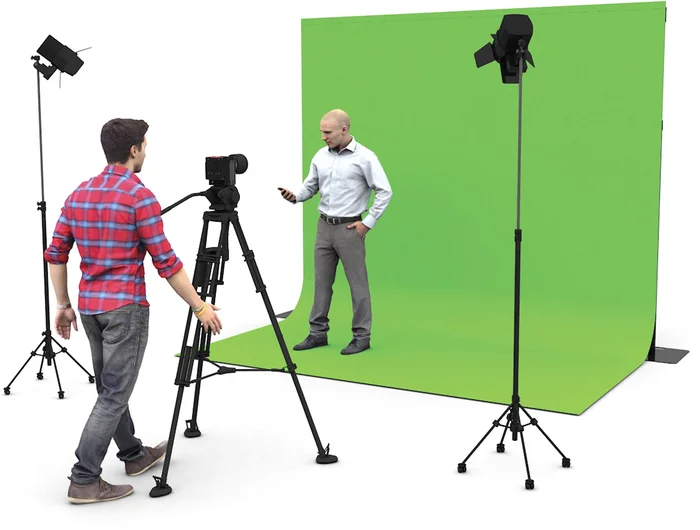 WENTEX P&D Chromakey-Vorhang Molton 300 g/m² Grüner Hintergrund – 290 x 400 cm (B x H)