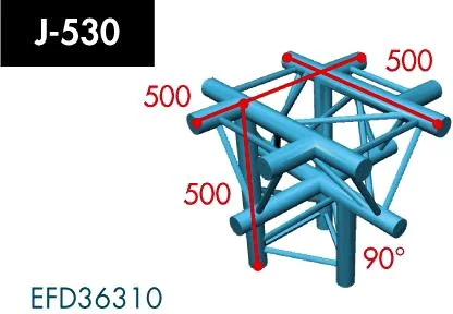 X3K-30/H (Heavy Duty) J-530 5-Weg Kreuz, Winkel 90°, Spitze unte