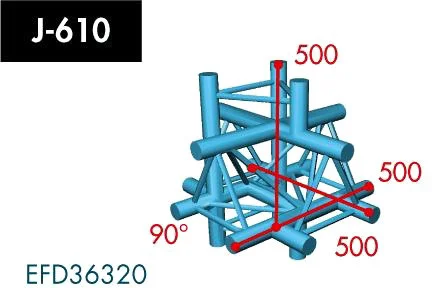 X3K-30/H (Heavy Duty) J-610 6-Weg Kreuz, Winkel 90°, Spitze oben
